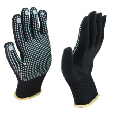 NMSAFETY good grip13 gauge dark blue 100% polycotton liner dotted powderblue pvc on palm anti dlip work safety gloves